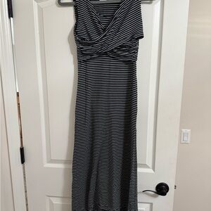 Cabi Striped Navy and White Maxi Dress